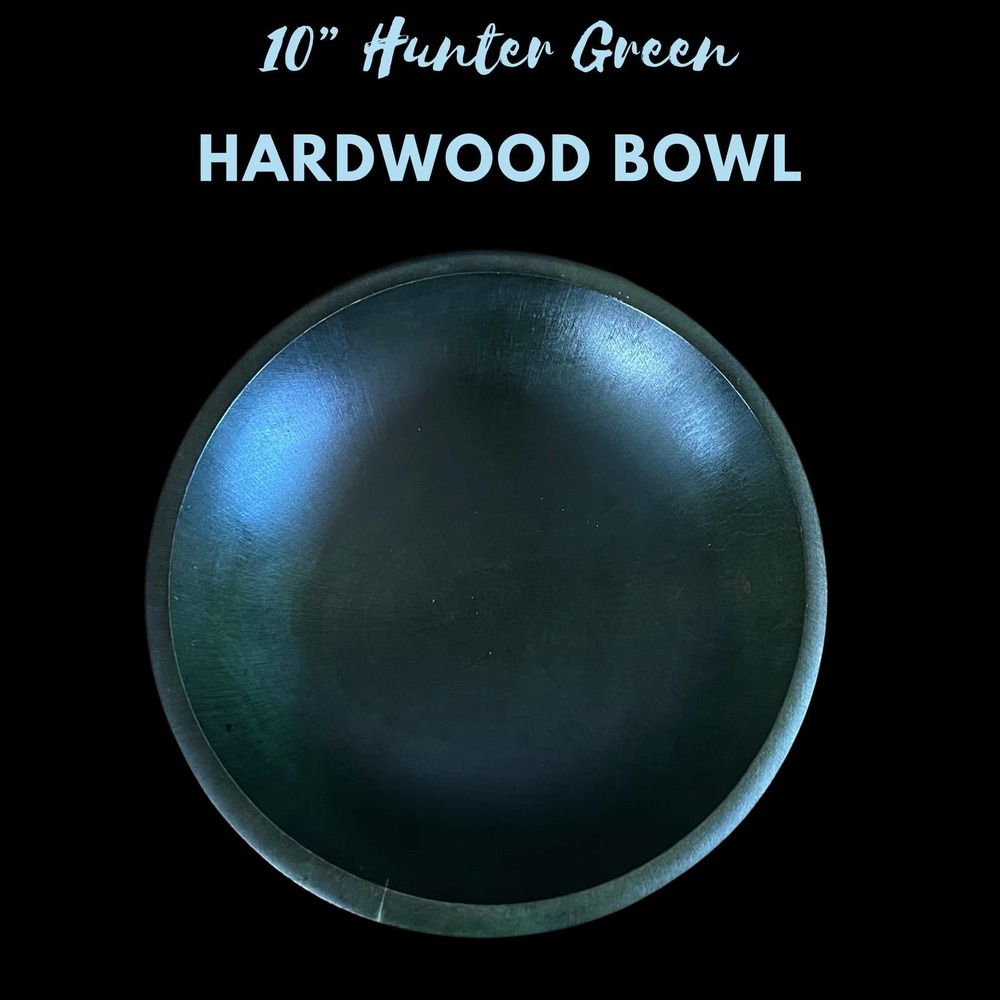 Hand Turned Green 10” Wood Bowl Thanksgiving Xmas Couples Gift Wedding Shower